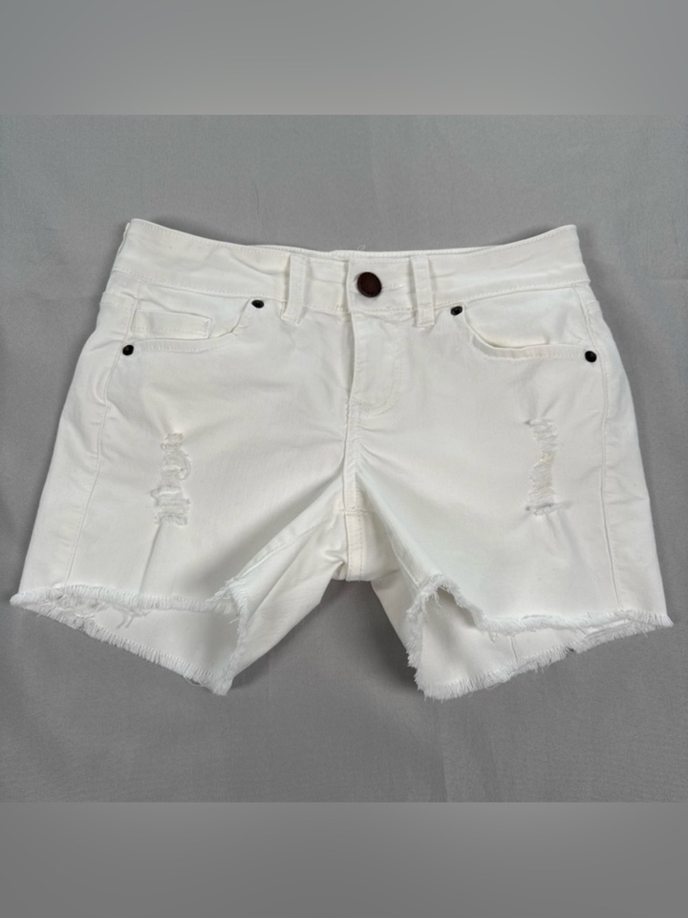 O'Neill Vintage Y2K Cutoff Jean Shorts Womens 25 White Distressed Denim Stretch